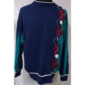 VTG 90s Par Four Mens XLT Blue Green Red Golf Balls Pullover Heavy Golf Sweater